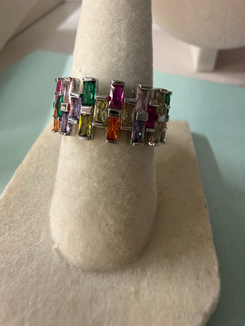 Multi Colored Baguette Eternity Ring